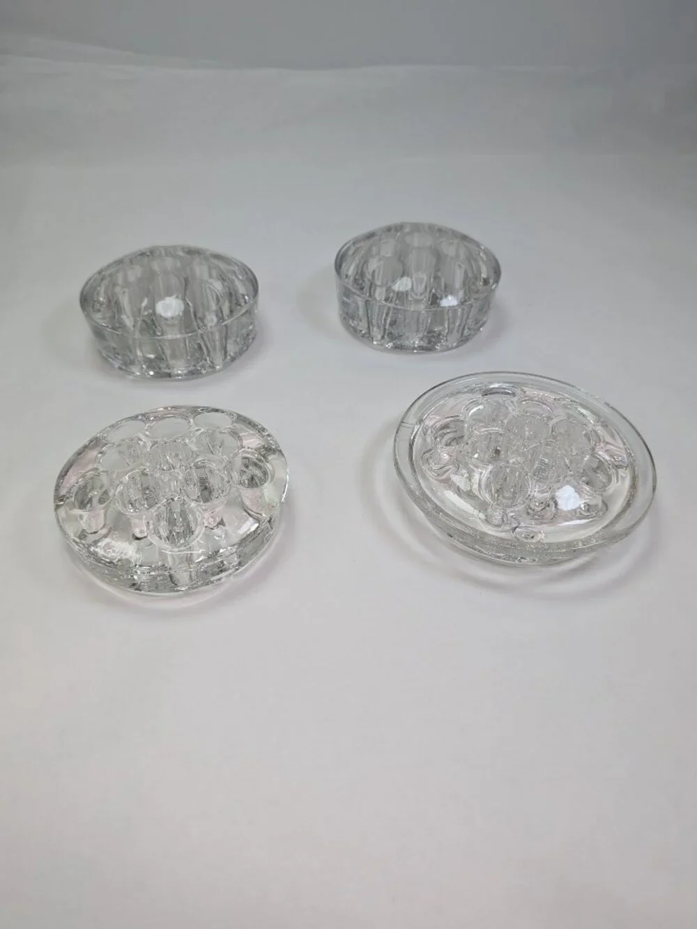 Vintage Clear Glass Flower Frog Sampler Lot of 4